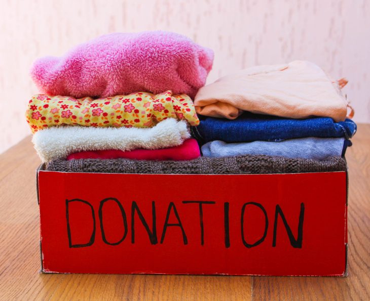 Donation box with clothes.