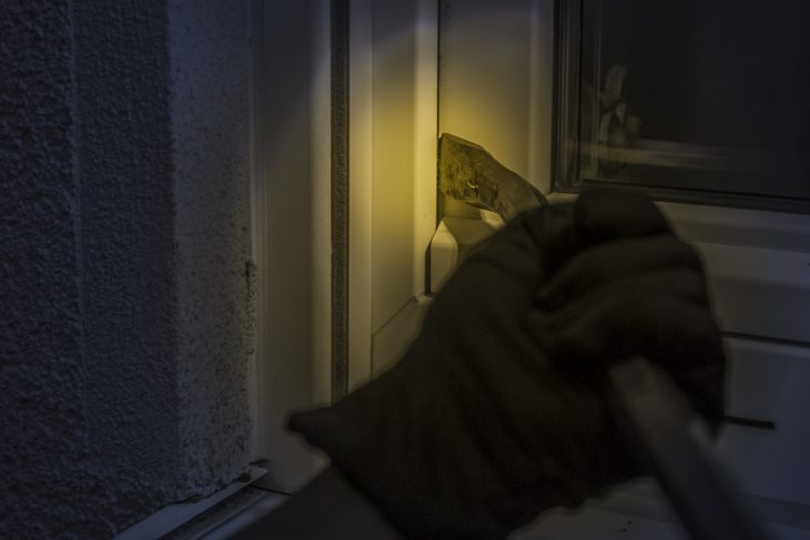 Burglar Trying to Open a Window
