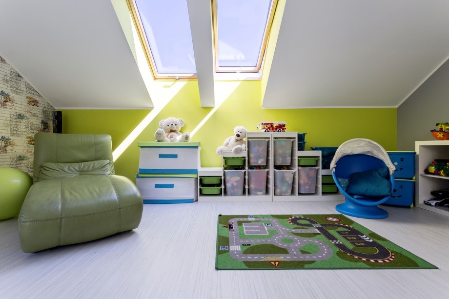 Attic room that has been converted into a children's play room