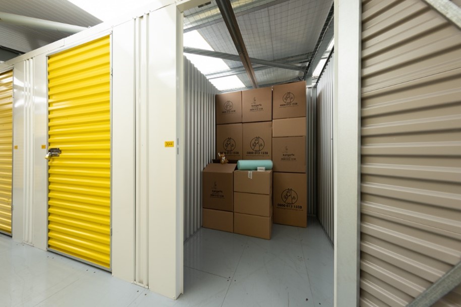 Kangaroo boxes inside a kangaroo storage unit