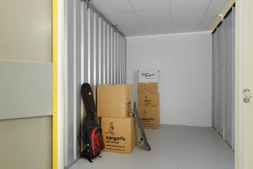 Storage unit with a few boxes piled up