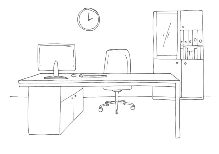 Drawing of an office in a storage unit