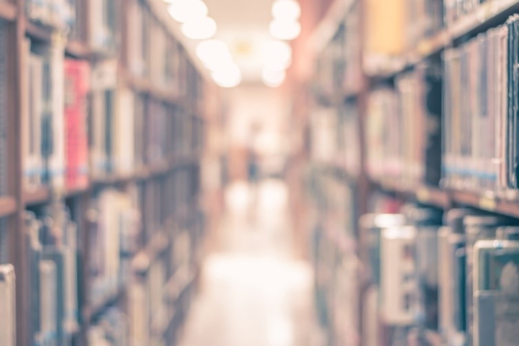 blurry photograph of a school library