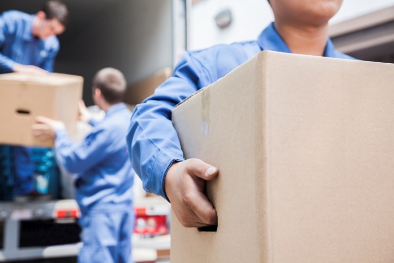 moving boxes from a moving van