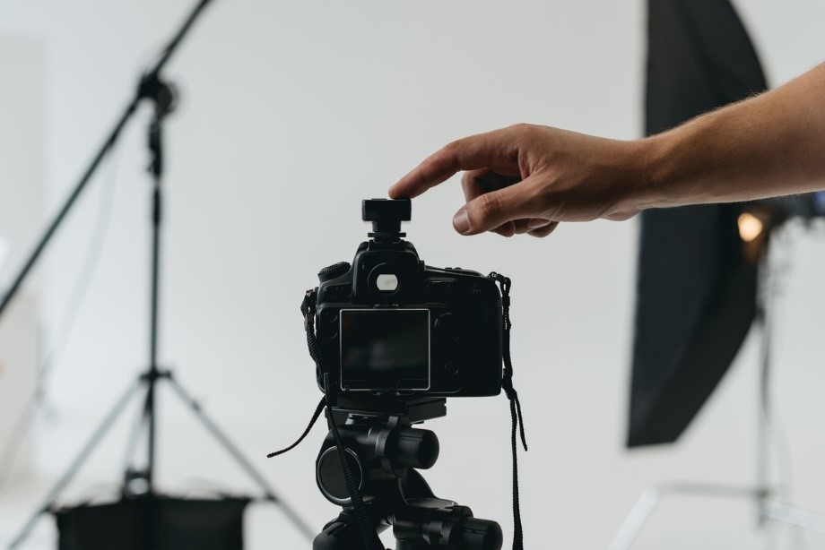 setting up a camera in a photography studio