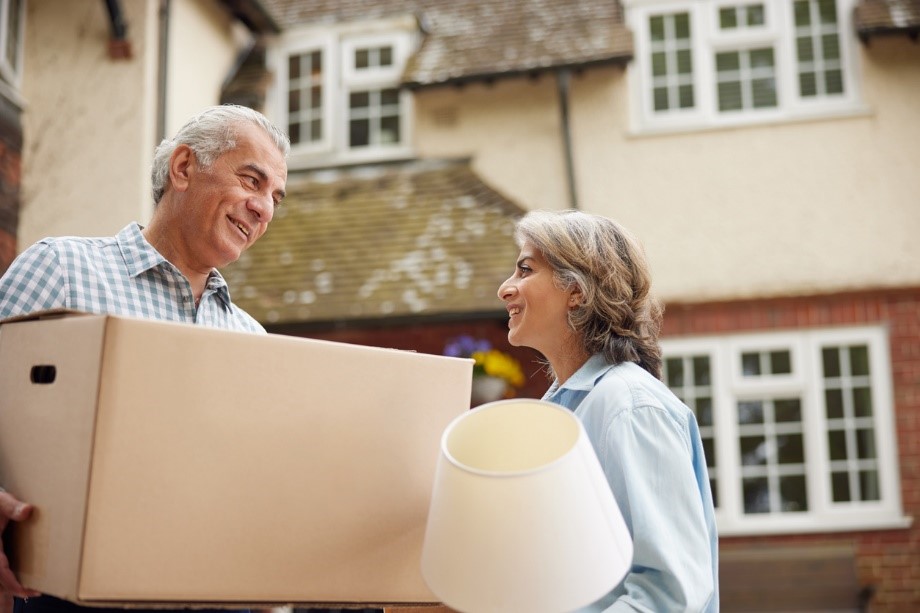 old couple moving into new home